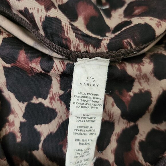 Varley Leggings Womens Large Luna Tort Leopard Print‎ Brown Dry Wick Athleisure - Picture 5 of 10